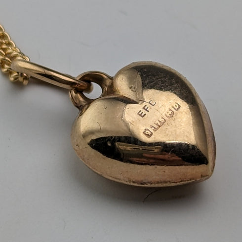 1963年 英国ヴィンテージ 9ctゴールド ハート型ペンダント ネックレス